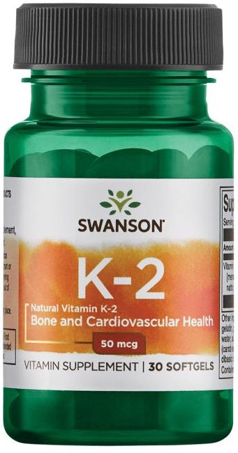 Swanson K vitamīns - 2 – dabīgs, 50 mcg – 30 kapsulas