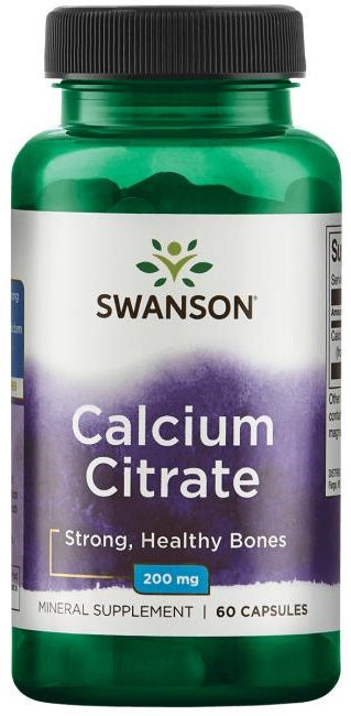 Swanson kalcija citrāts, 200 mg – 60 kapsulas