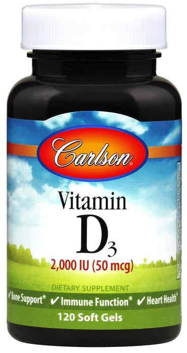 Carlson Labs D3 vitamīns, 2000 SV – 120 želejas kapsulas