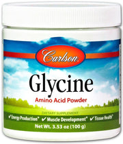 Carlson Labs glicīns, aminoskābju pulveris – 100 g