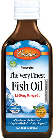 Carlson Labs augstākās kvalitātes zivju eļļa, dabīgs citrons – 200 ml.