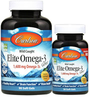 Carlson Labs Elite Omega-3 Gems, 1600 mg ar dabīgu citronu garšu – 90 + 30 kapsulas