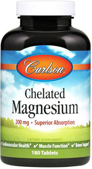Carlson Labs helātu magnijs, 200 mg – 180 tabletes