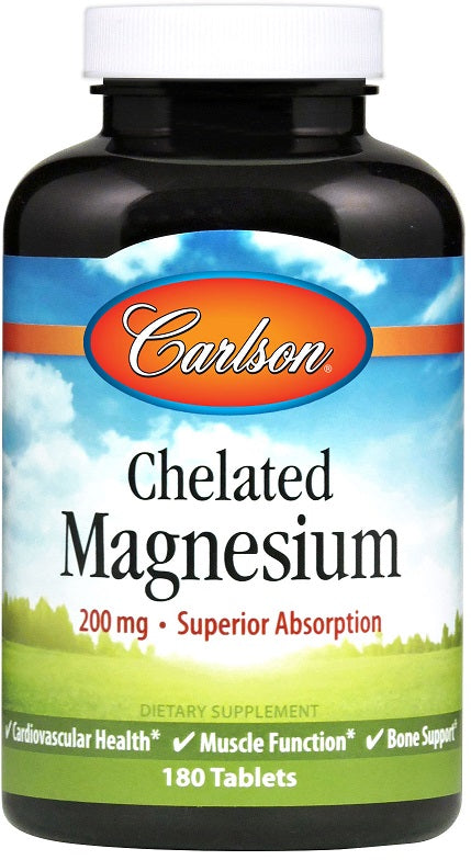 Carlson Labs helātu magnijs, 200 mg – 180 tabletes