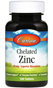 Carlson Labs helātu cinks, 30 mg - 100 tabletes
