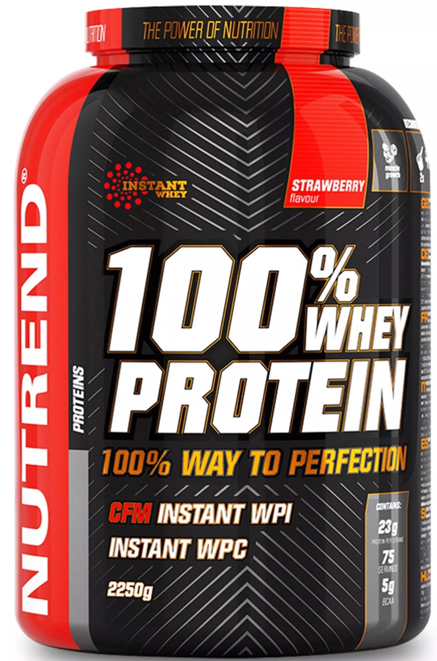 Nutrend 100% sūkalu proteīna pulveris, zemeņu garša - 2250 g