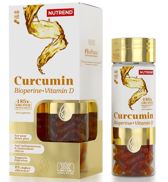 Nutrend kurkumīns + bioperīns + D vitamīns – 60 kapsulas