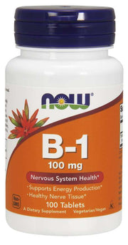 NOW Foods B-1 vitamīns Tiamīns, 100 mg - 100 tabletes