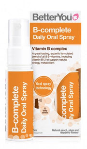 BetterYou B - complete ikdienas mutes aerosols, dabīgs persiks, plūme un avenes – 25 ml.