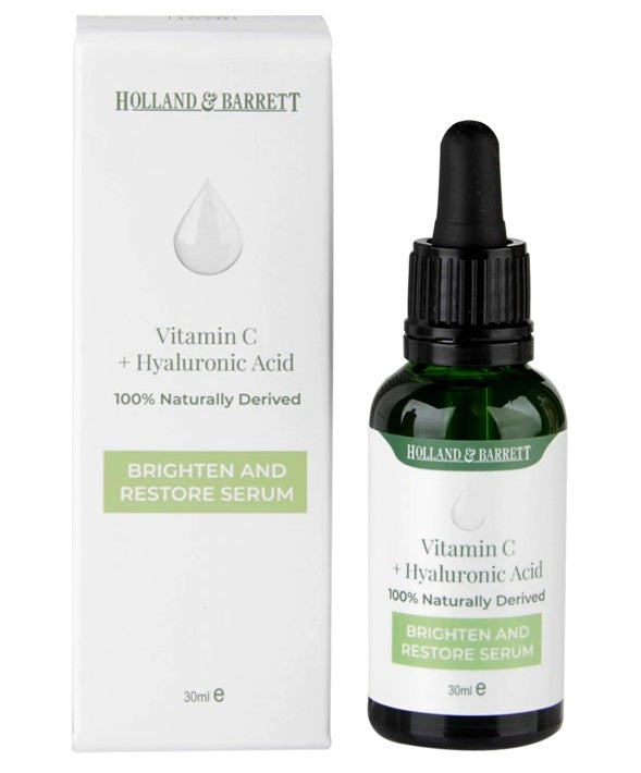 Holland & Barrett C vitamīna un hialuronskābes serums — 30 ml.