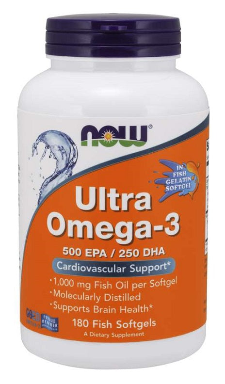 Produkto nuotrauka: NOW Foods Ultra Omega-3 (In Fish Gelatin Softgels) - 180 fish softgels