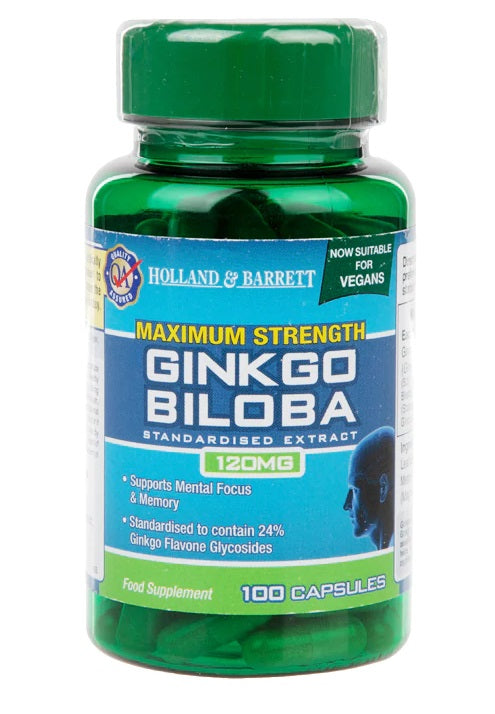 Holland & Barrett maksimālā stipruma ginks, 120 mg – 100 kapsulas