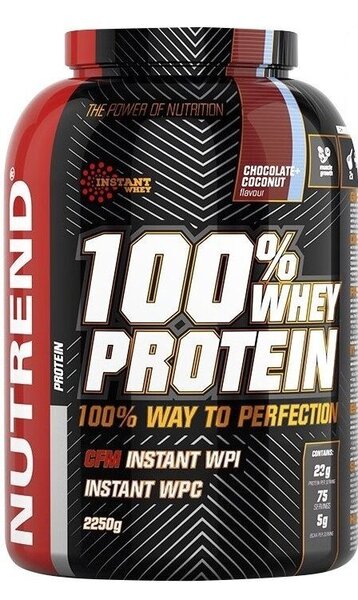 Nutrend 100% sūkalu olbaltumvielu pulveris, šokolādes un kokosriekstu garša – 2250 g