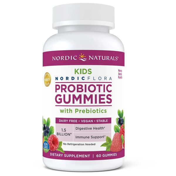 Nordic Naturals probiotiskās gumijas konfektes bērniem, jautro ogu garša – 60 gumijas konfektes