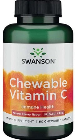 Swanson košļājamās C vitamīna tabletes, dabīgs ķiršu aromāts – 60 košļājamās tabletes