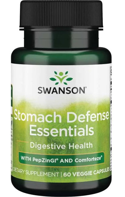 Swanson Stomach Defense Essentials ar PepZinGI un Comforteze – 60 kapsulas
