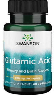 Swanson glutamīnskābe, 500 mg – 60 kapsulas