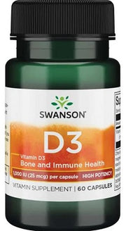 Swanson D-3 vitamīns, 1000 IU – 60 kapsulas