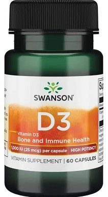 Swanson D-3 vitamīns, 1000 IU – 60 kapsulas