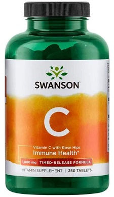 Swanson C vitamīns ar mežrozīšu ekstraktu – ar pakāpenisku atbrīvošanos, 1000 mg – 250 tabletes