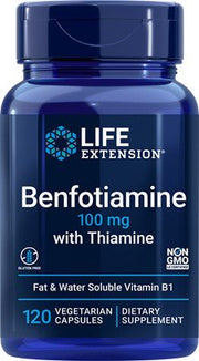 Life Extension Benfotiamine ar tiamīnu, 100 mg – 120 kapsulas, paredzēts