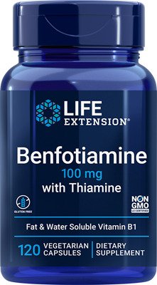 Life Extension Benfotiamine ar tiamīnu, 100 mg – 120 kapsulas, paredzēts