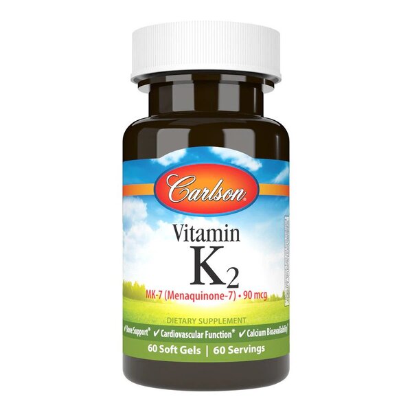 Carlson Labs K2 MK-7 vitamīns, 90mcg - 60 kapsulas