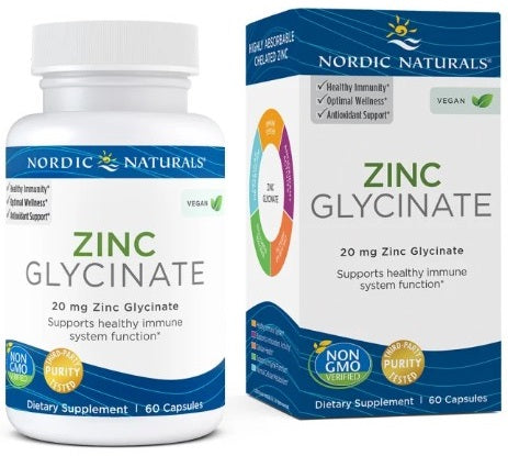 Nordic Naturals Cinka glicināts, 20 mg – 60 kapsulas
