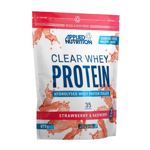 Applied Nutrition caurspīdīgās sūkalu olbaltumvielas, zemeņu un aveņu garša – 875 g