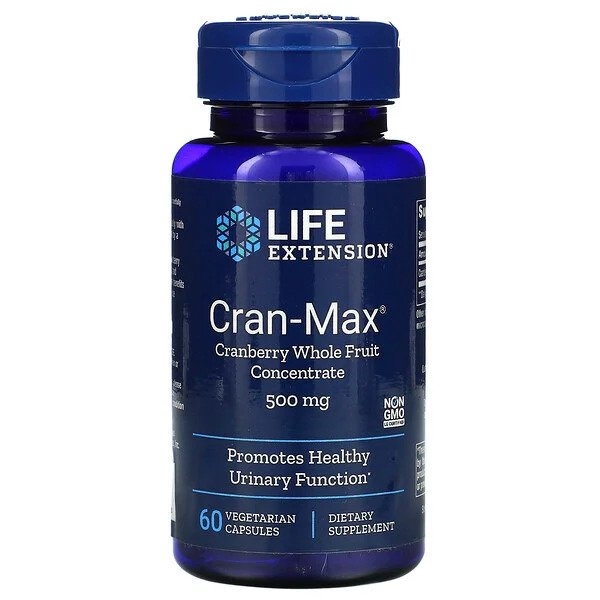 Life Extension Cran-Max dzērveņu augļu koncentrāts, 500 mg – 60 kapsulas