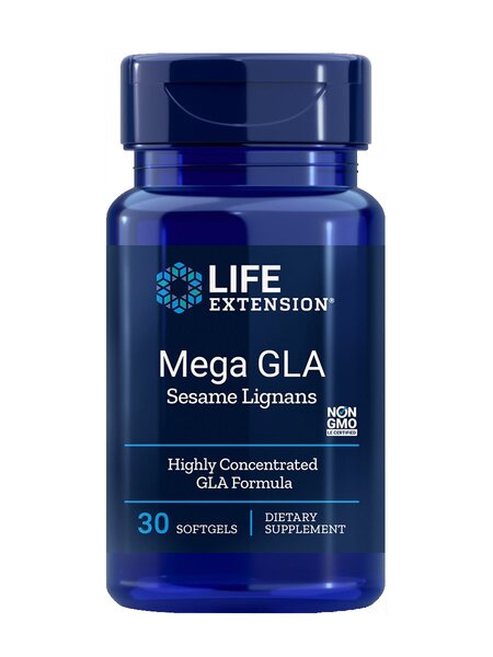 Life Extension Mega GLA ar sezama lignāniem – 30 kapsulas
