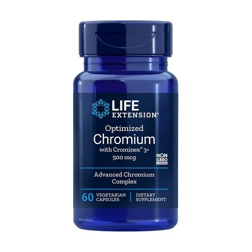 Life Extension optimizētais hroms ar Crominex 3+, 500 mcg – 60 kapsulas