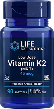 Life Extension zemas devas K2 vitamīns (MK-7), 45 mcg – 90 kapsulas
