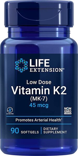 Life Extension zemas devas K2 vitamīns (MK-7), 45 mcg – 90 kapsulas