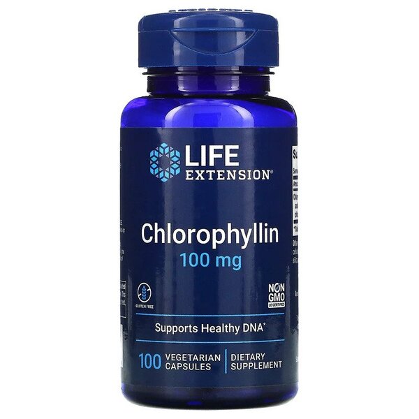 Life Extension hlorofilīns, 100 mg – 100 kapsulas