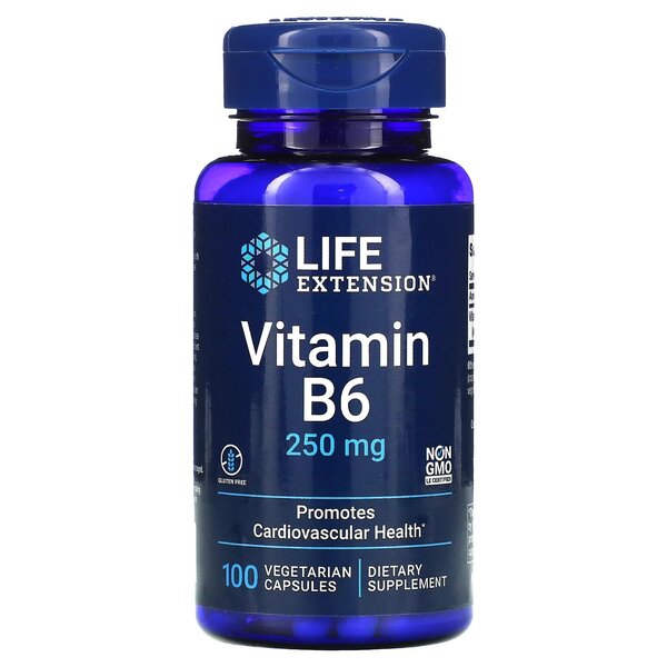 Life Extension B6 vitamīns, 250 mg - 100 kapsulas