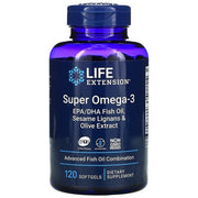 Life Extension Super Omega - 3 EPA/DHA zivju eļļa, sezama lignāni un olīvu ekstrakts – 120 kapsulas