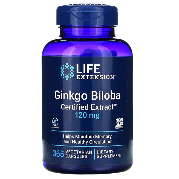 Life Extension Ginka (Life Extension) sertificēts ekstrakts, 120 mg - 365 kapsulas