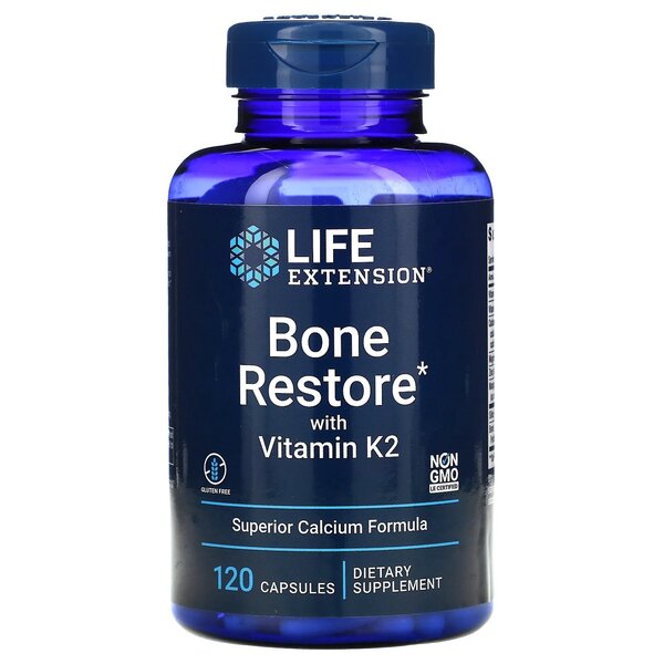 Life Extension kaulu atjaunošana ar K2 vitamīnu – 120 kapsulas