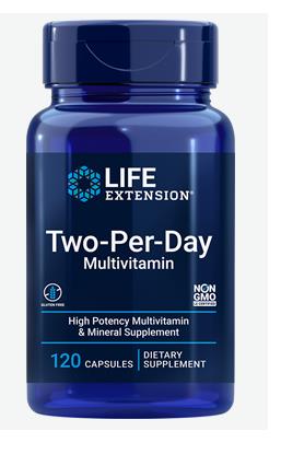 Life Extension divas reizes dienā, multivitamīni – 120 kapsulas
