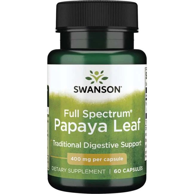Swanson pilna spektra papaijas lapas, 400 mg – 60 kapsulas
