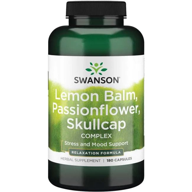 Swanson citronmelisas, pasifloras un galvaskausa ziedu komplekss – 180 kapsulas