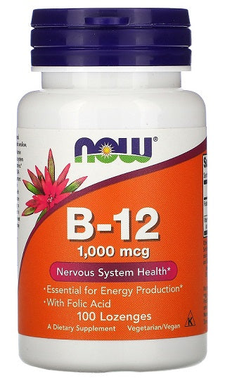 NOW Foods vitamīns B-12, 1000 mcg – 100 pastilas