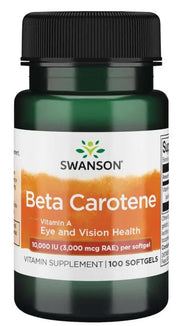 Swanson beta karotīns (A vitamīns), 10 000 SV – 100 kapsulas