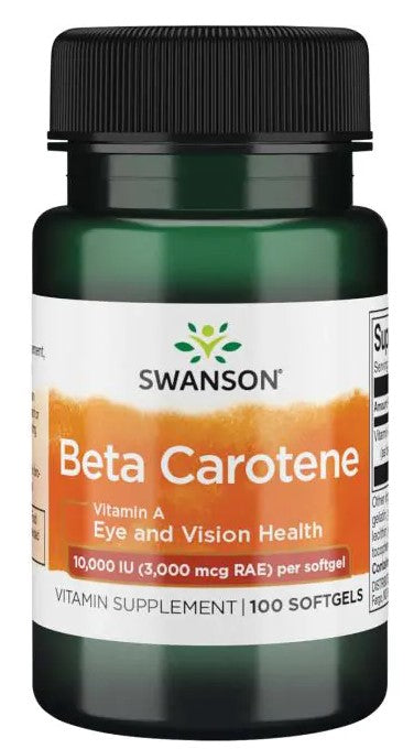 Swanson beta karotīns (A vitamīns), 10 000 SV – 100 kapsulas