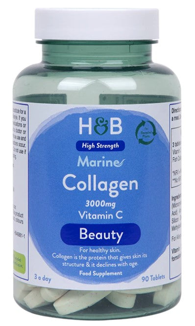 Holland & Barrett jūras kolagēns ar C vitamīnu, 3000 mg – 90 tabletes