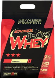 Stacker2 Europe 100 % sūkalu olbaltumvielu pulveris, zemeņu garša – 2000 g