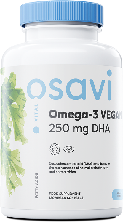 Produkto nuotrauka: Osavi Omega-3 Vegan, 250mg DHA - 120 vegan softgels