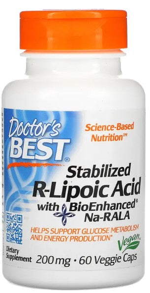 Doctor's Best stabilizēta R-liposkābe ar Na-RALA, 200 mg - 60 kapsulas