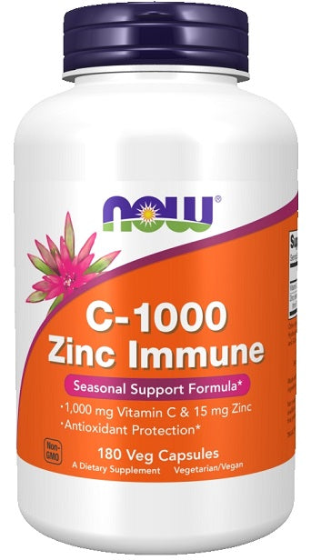 NOW Foods C - 1000 ar cinku imunitātei – 180 kapsulas